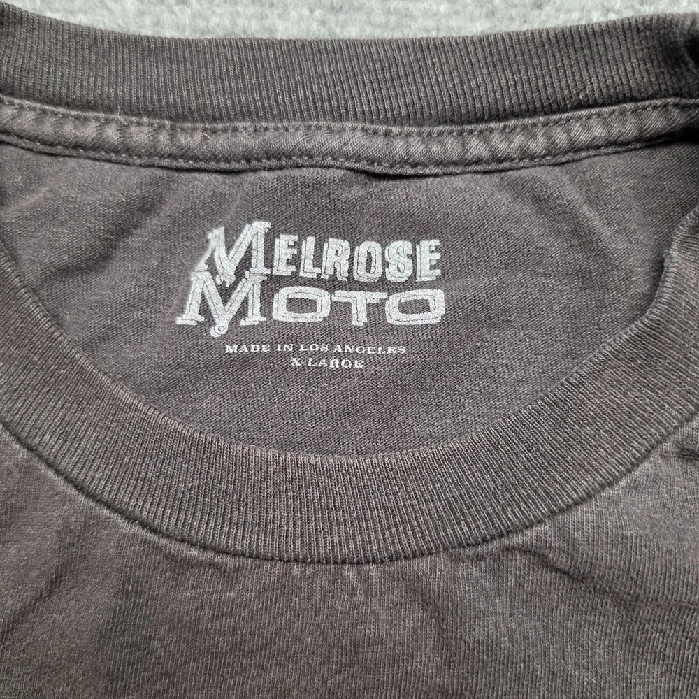 Melrose Moto Gasoline Dreams Los Angeles Motorcycle T-Shirt Mens XL Black Double